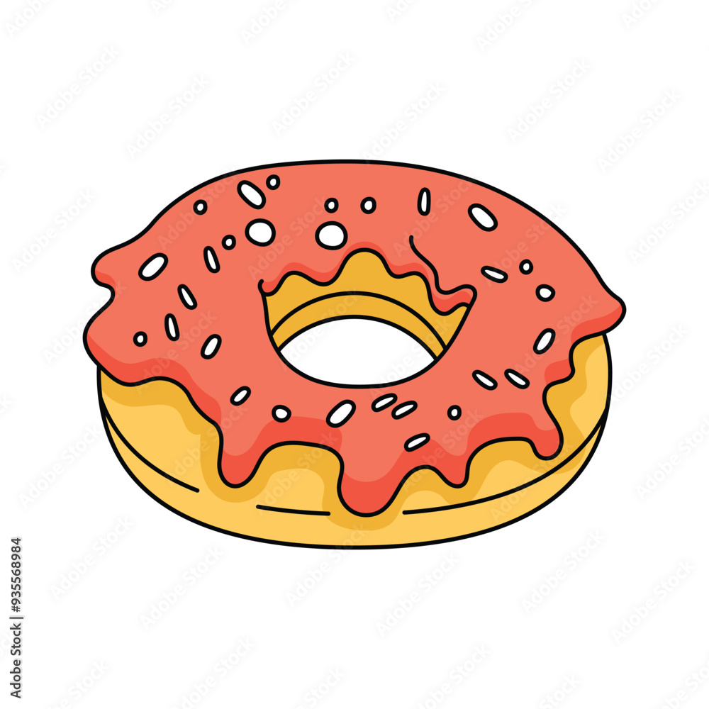 Vector of sweet donut with sprinkles, dessert, snack, bakery item Vector of sweet donut with sprinkles, dessert, snack, bakery item
