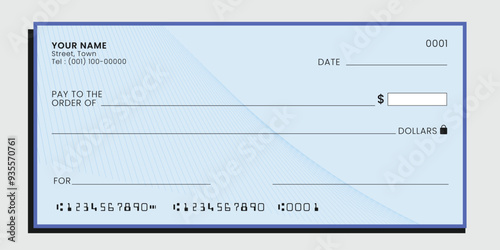Blank cheque book. Payment by cheque concept. Vector