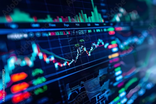 Abstract digital data flow network concept with fiber optics and binary code