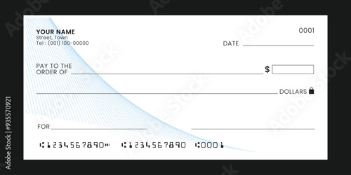 Blank cheque book. Payment by cheque concept. Vector