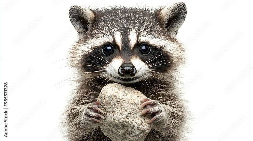 Funny raccoon showing a rock gesture isolated on white background : Generative AI Funny raccoon showing a rock gesture isolated on white background : Generative AI