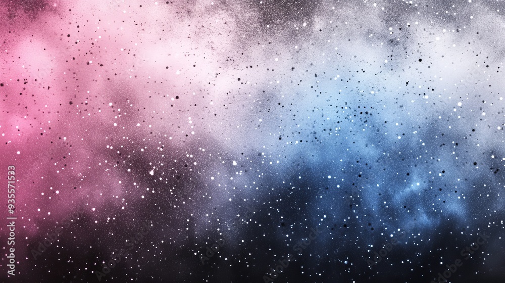 Obraz premium Cosmic Glitter, Pink and Blue Nebulas, Glittering Stars, Abstract Background, Night Sky , Galaxy , Space