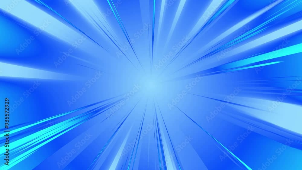 Blue particles explosion zoom at camera for logo and titles speed lines abstract animation wallpaper , neon glowing effect blank backdrop , comic style animated lines background.