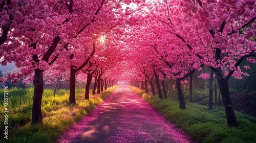 Pink Blossom Tree Tunnel