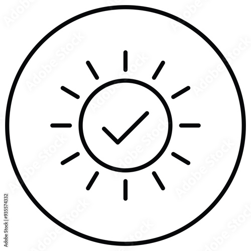 UV Stabilized Icon Design. Represents UV Protection, Sun Protection, UV Resistant, UV Stabilization. Vector icon.