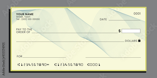 Check template. Blank bank payment cash cheque. Vector