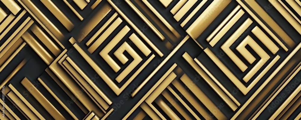 Golden Geometric Pattern with Black Background, 3D Render, Abstract Art, Geometric Design, Gold Texture Golden Geometric Pattern with Black Background, 3D Render, Abstract Art, Geometric Design, Gold Texture