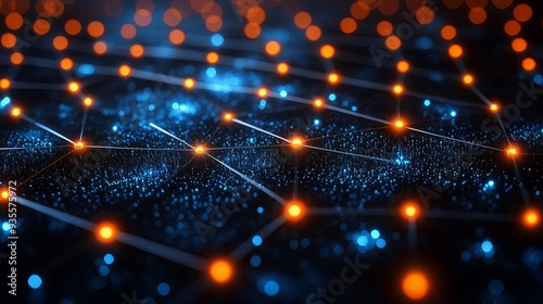 Obraz na płótnie abstract background with illuminated fiber optic connections, featuring dynamic glowing lines, cyberpunk colors, and futuristic digital effects. w salonie