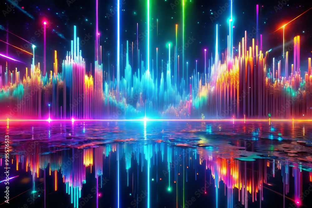 surreal futuristic electronic music visualization macro shot vibrant glitch art neon waveform abstract art distorted vocalscape avant garde conceptual luminescent surreal futuristic electronic music visualization macro shot vibrant glitch art neon waveform abstract art distorted vocalscape avant garde conceptual luminescent