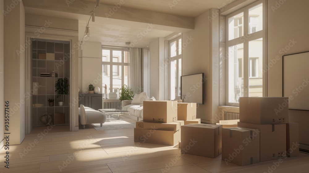 Moving Day in a Modern Apartment Moving Day in a Modern Apartment