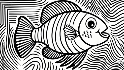 Coloring page, fish design