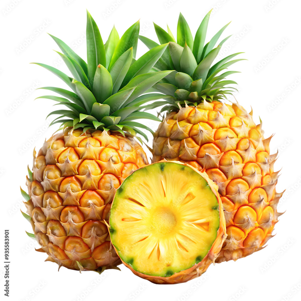 Fresh and Juicy Pineapples with Vibrant Yellow Flesh – A Delicious and Tropical Fruit Perfect for a Healthy Snack Fresh and Juicy Pineapples with Vibrant Yellow Flesh – A Delicious and Tropical Fruit Perfect for a Healthy Snack