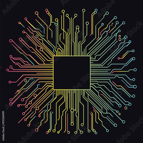 digital banner circuit board isolated vector background