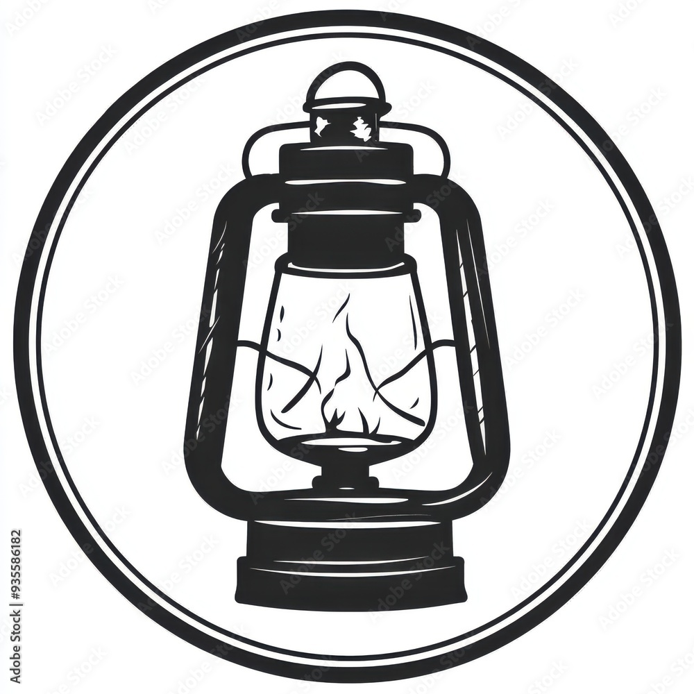 Black and white flat vector art illustration of a lantern in a circular stamp logo style, svg design, isolated on white background, simple vector art design Black and white flat vector art illustration of a lantern in a circular stamp logo style, svg design, isolated on white background, simple vector art design
