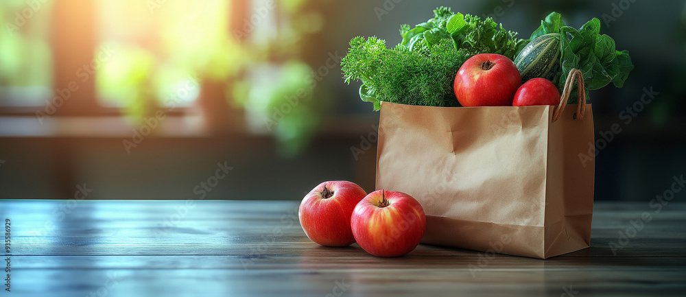 Sustainable Shopping: Organic Produce in Paper Bag Sustainable Shopping: Organic Produce in Paper Bag