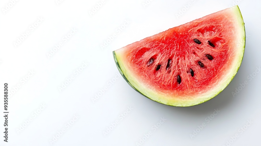 Slice of watermelon on white background : Generative AI Slice of watermelon on white background : Generative AI
