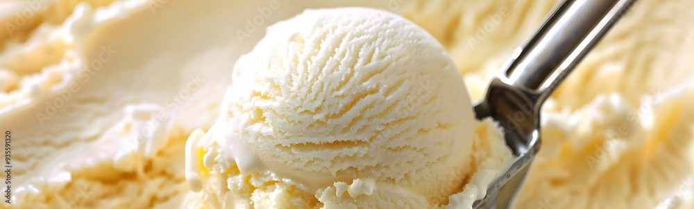 Vanilla ice cream scooped out of container. Vanilla ice cream scooped out of container.