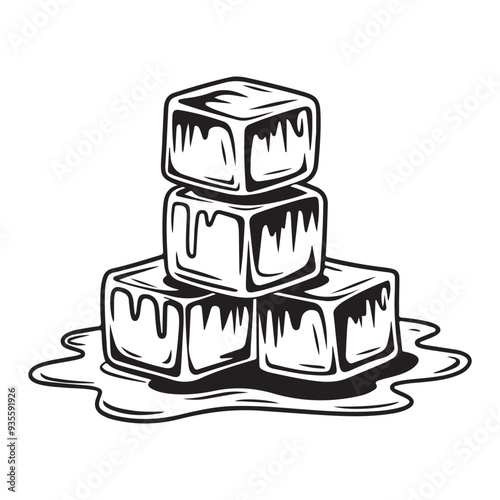 melting ice cubes vector illustration
