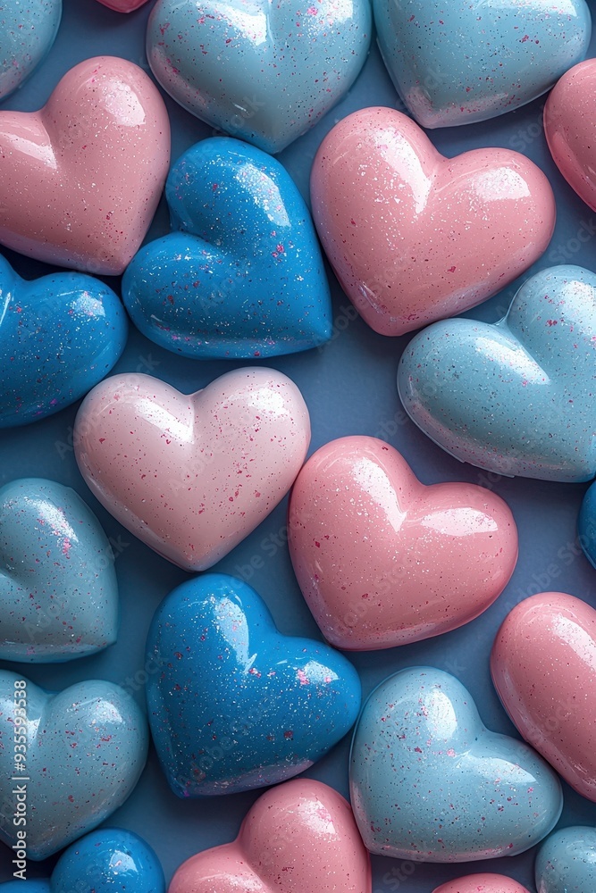 Fototapeta premium Blue and pink heart shapes 