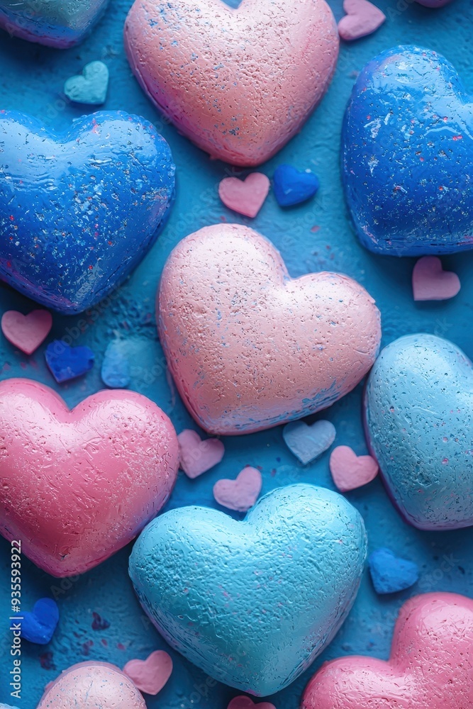 Obraz premium Blue and pink heart shapes 