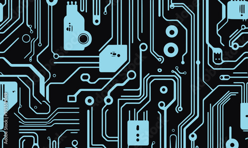 modern printed technology circuit board isolated background vector