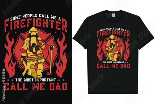 Firefighter fireman fire rescue typography graphics tshirt design