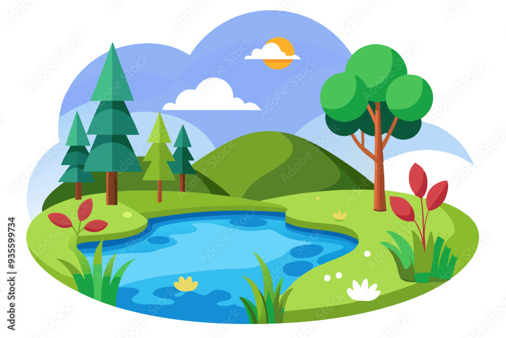 Fototapeta premium pond-background-flat-design (12)