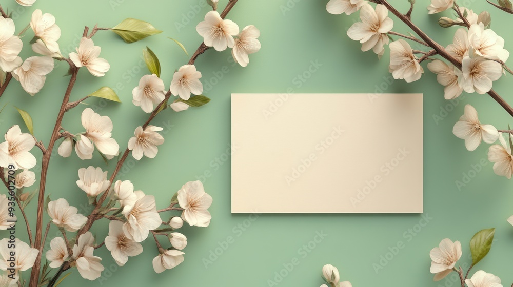 Blooming Spring Card with Empty Space Blooming Spring Card with Empty Space