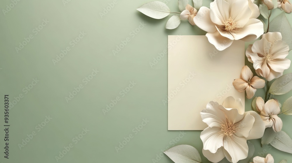 Elegant Floral Background with Blank Card Elegant Floral Background with Blank Card