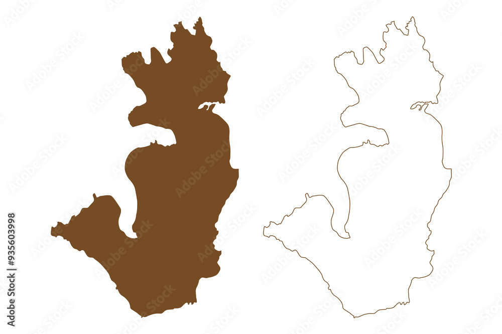 Nordkvaloya island (Kingdom of Norway) map vector illustration, scribble sketch Nordkvaloya map Nordkvaloya island (Kingdom of Norway) map vector illustration, scribble sketch Nordkvaloya map