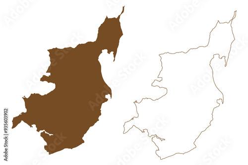 Mors island (Kingdom of Denmark) map vector illustration, scribble sketch Moro map