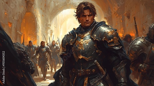 Noble Paladin Leads Valiant Knight Party Through Dragon-Infested Dungeon
