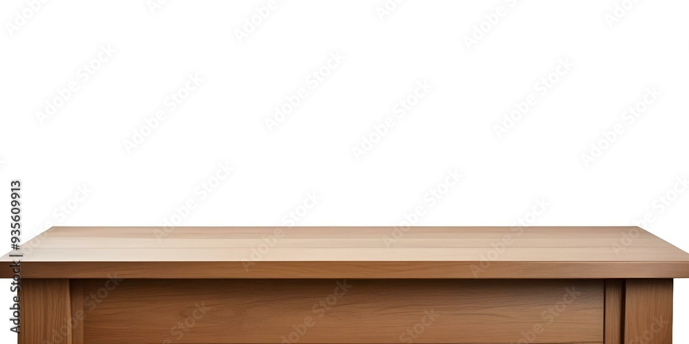 A simple wooden table top isolated on a white background for product display A simple wooden table top isolated on a white background for product display