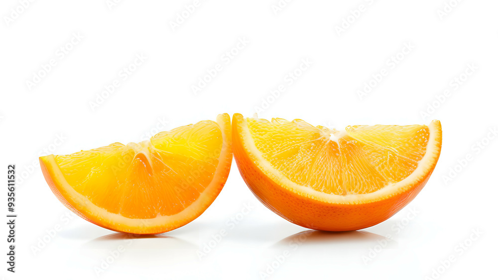 flying orange fruit slices isolated on white background flying orange fruit slices isolated on white background