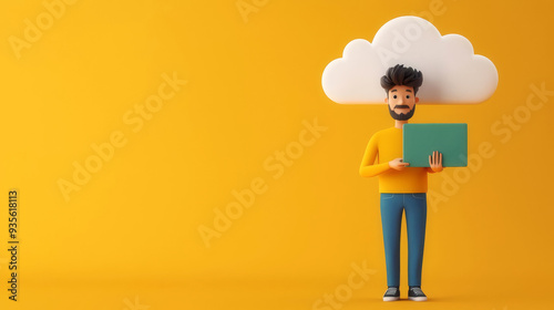 Cloud-based AI, integrated tech ecosystem, 3D illustration