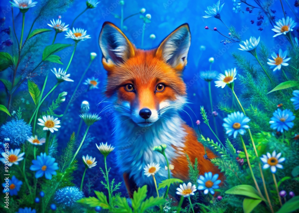 Whimsical watercolor woodland fox illustration featuring a curious rust-colored fox amidst lush green foliage, vibrant wildflowers, and subtle woodland textures. Whimsical watercolor woodland fox illustration featuring a curious rust-colored fox amidst lush green foliage, vibrant wildflowers, and subtle woodland textures.