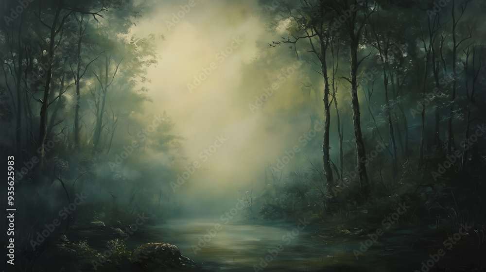 Fototapeta premium A mystical landscape with fog