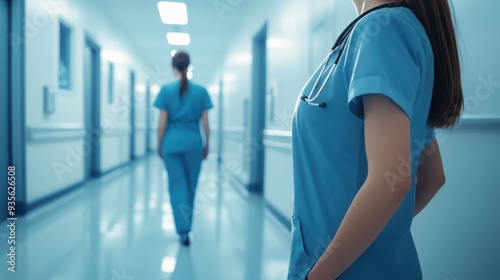 The nurses in hospital corridor photo