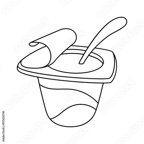 Yogurt cup with spoon vector design, great for breakfast