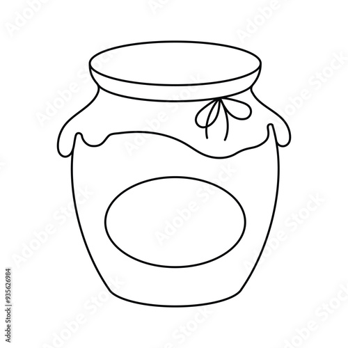 Breakfast, country kitchen, sweet jam jar vector illustration