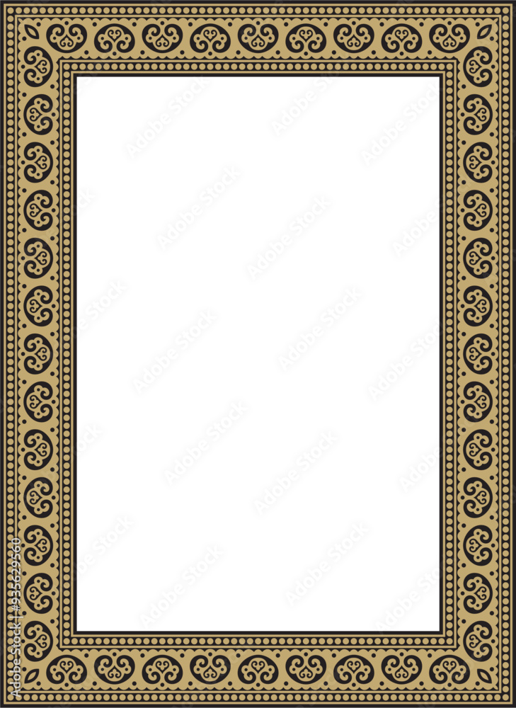 Vector square gold and black ancient Russian ornament. Slavic rectangle, border, frame. Painting of the royal chambers Vector square gold and black ancient Russian ornament. Slavic rectangle, border, frame. Painting of the royal chambers