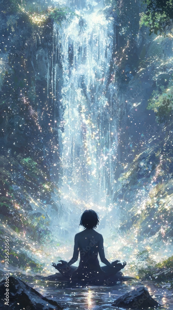 Fototapeta premium Meditation by the Waterfall.