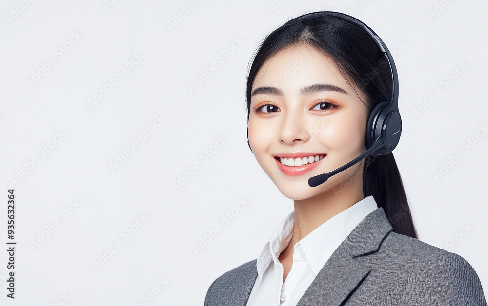 smiling call center operator with headset smiling call center operator with headset