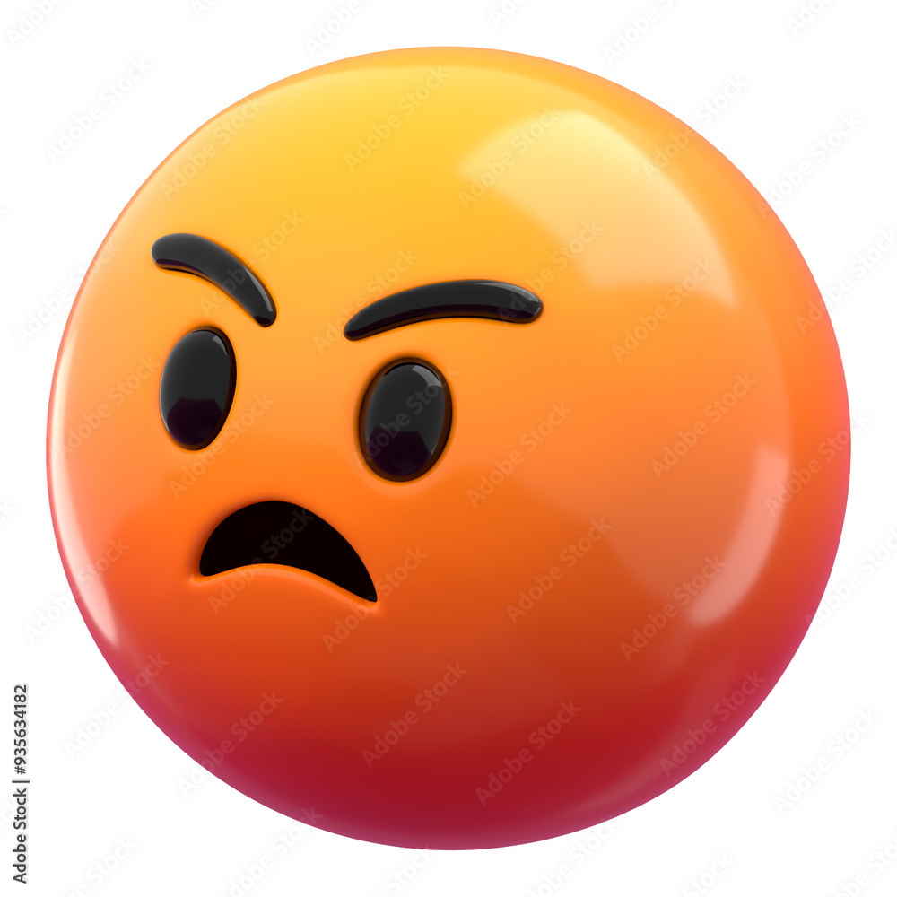 Fototapeta premium 3D angry emoticon png social media sticker, transparent background