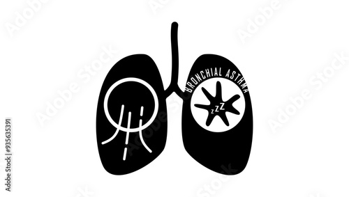Bronchial asthma, black isolated silhouette 