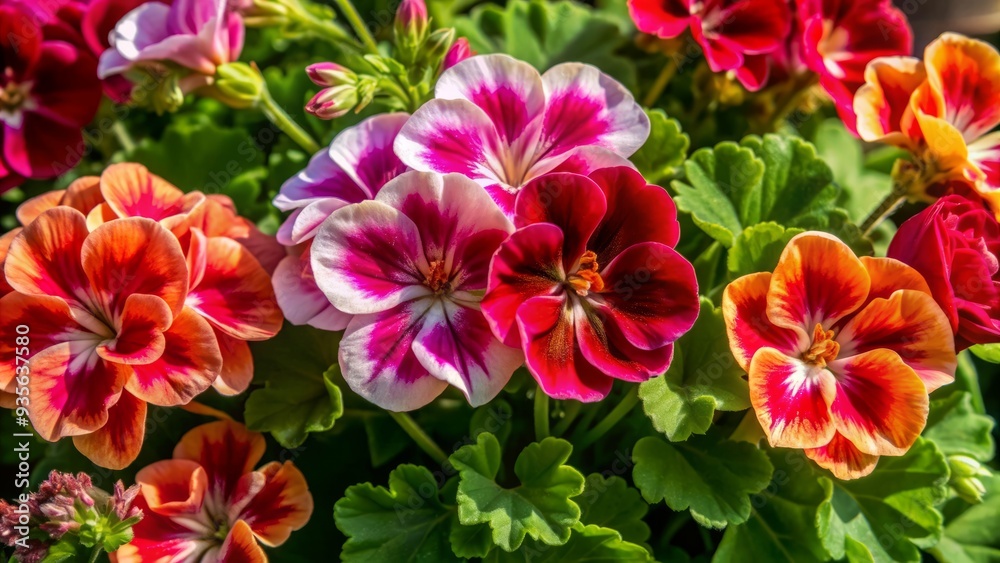 Vibrant geranium flowers in various colors, including pink, red, orange, and white, delicately arranged on a transparent background, showcasing their intricate petals and leaves. Vibrant geranium flowers in various colors, including pink, red, orange, and white, delicately arranged on a transparent background, showcasing their intricate petals and leaves.