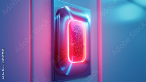 Futuristic button with neon light. Perfect for technology, sci-fi, and digital artwork themes. Eye-catching and modern design.