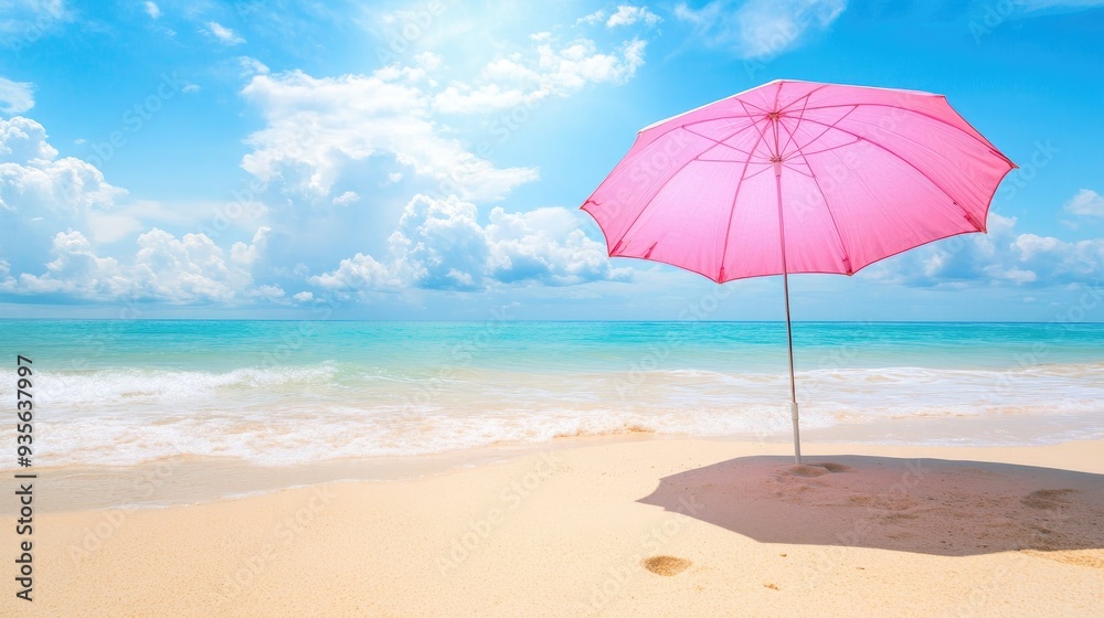 A pink parasol providing shade on a sunny day, symbolizing relaxation and comfort A pink parasol providing shade on a sunny day, symbolizing relaxation and comfort