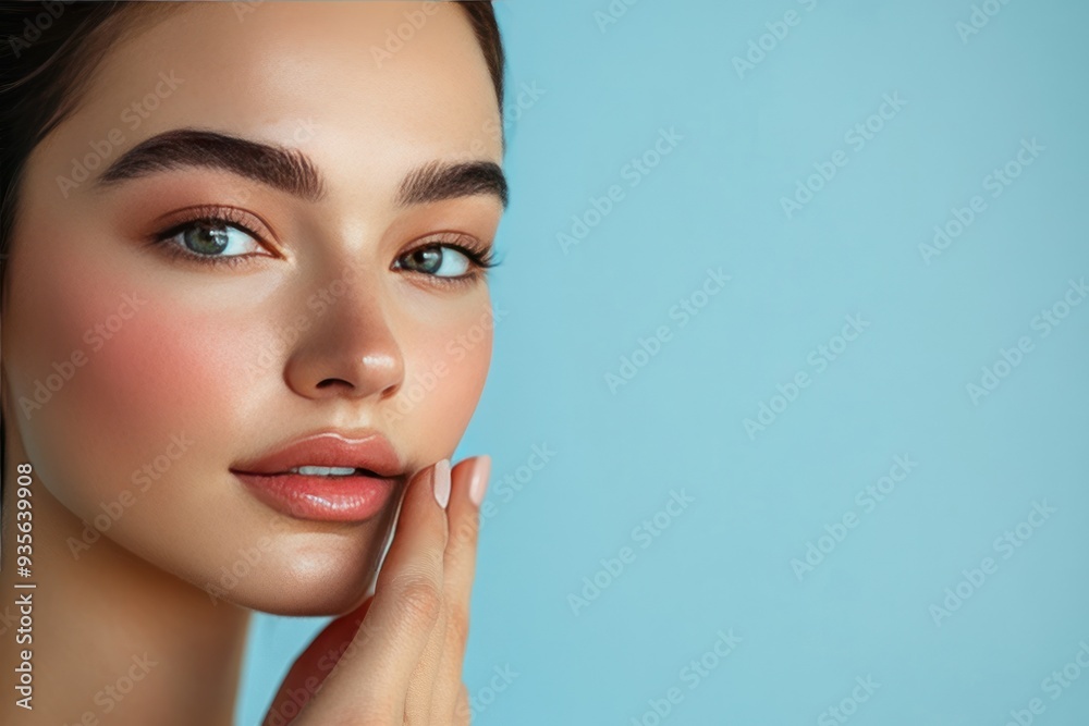 Close-up Portrait of a Woman with Soft Skin and Makeup Close-up Portrait of a Woman with Soft Skin and Makeup