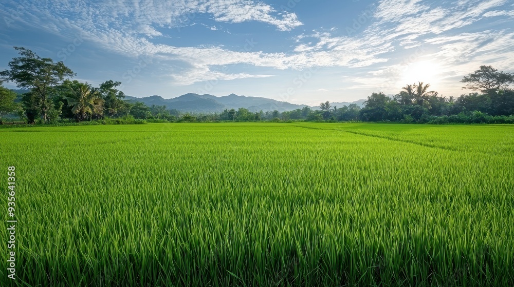 Fototapeta premium rice field from drone perspective 
